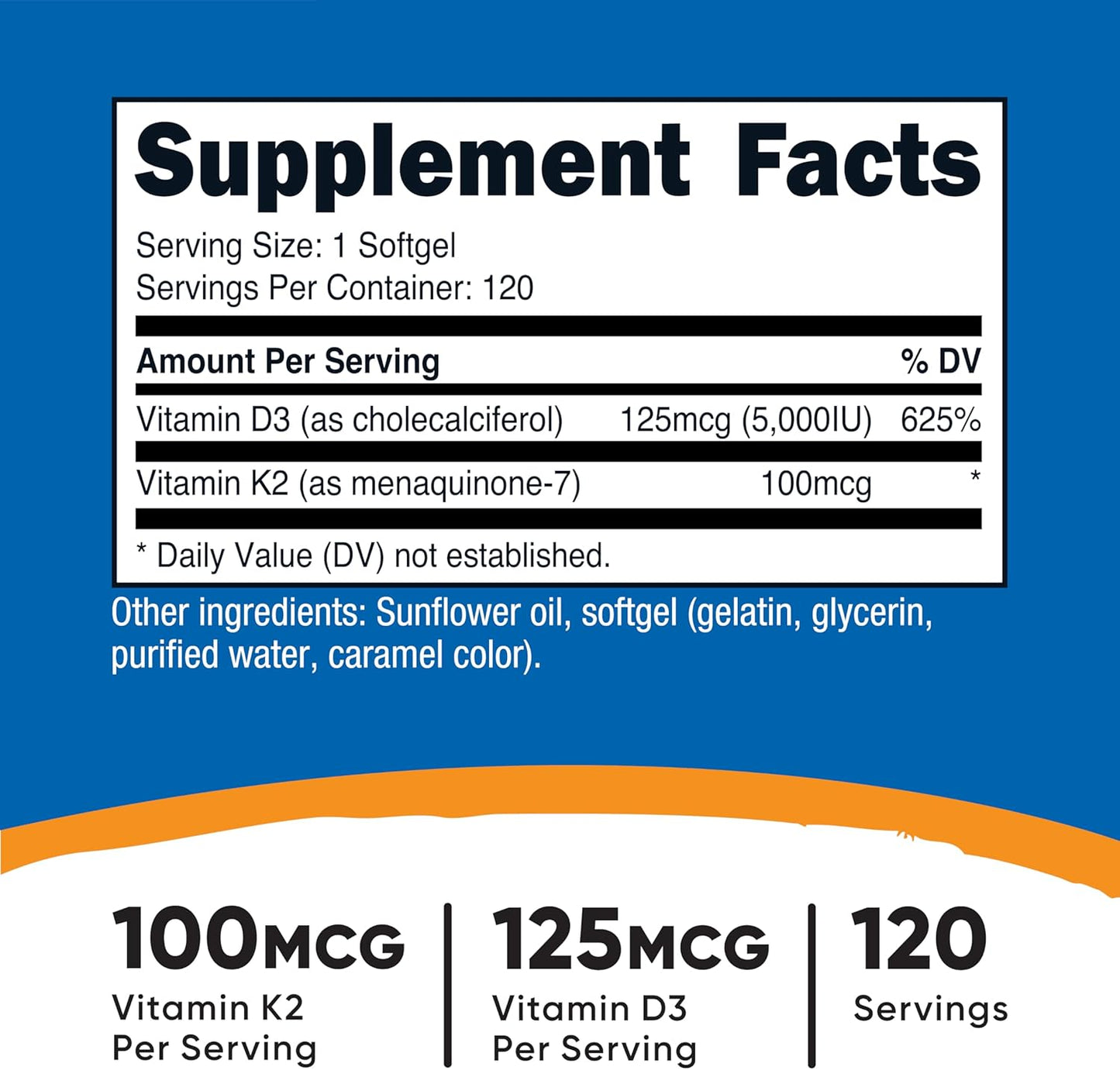 Nutricost Vitamin D3 + K2