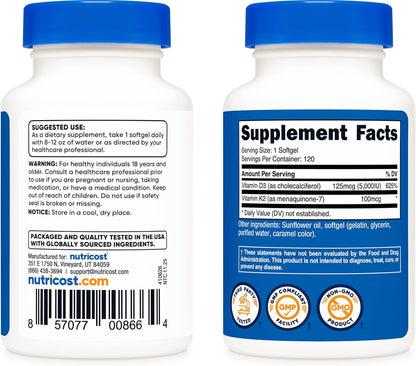 Nutricost Vitamin D3 + K2
